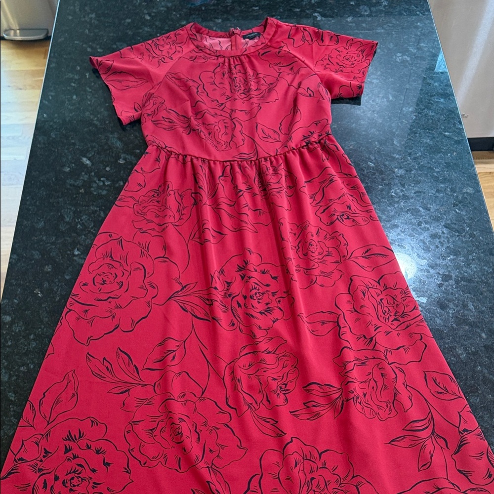 Red Floral Dress Ann Taylor
